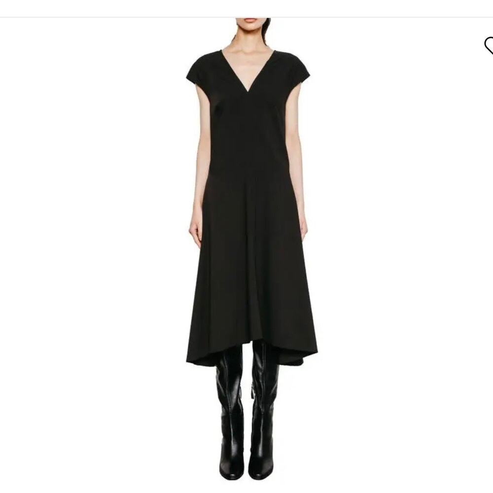 Du Paradis Black A-Line Midi Dress - Women's Size Medium